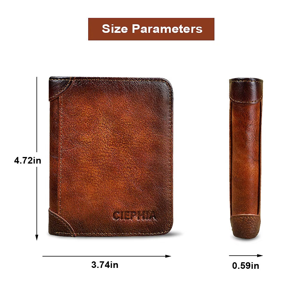 Genuine Leather Rfid Protection Wallets for Men Vintage Thin Short Multi Function ID Credit Card Holder Money Bag