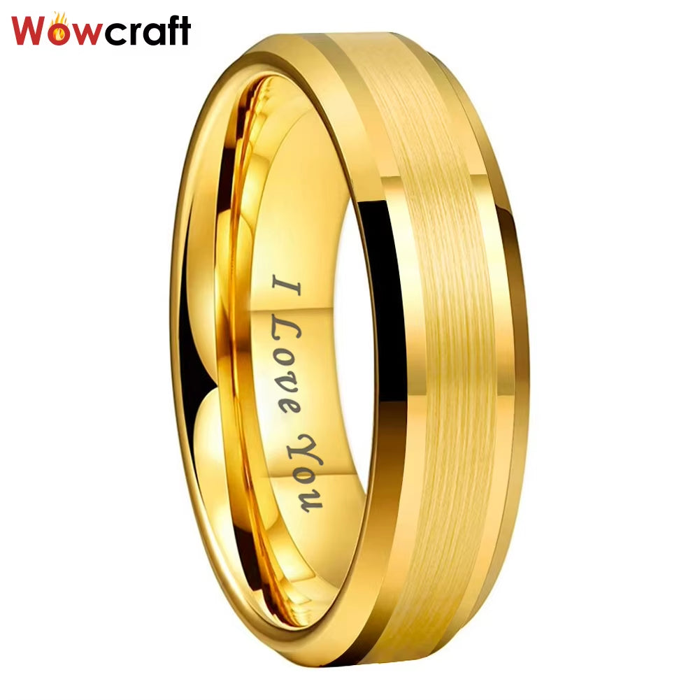 6/8Mm Couple Gold Fashion Jewlery Tungsten Wedding Band Dropshipping Brushed Factory Wholesale Engagment Trendy Ring Comfort Fit