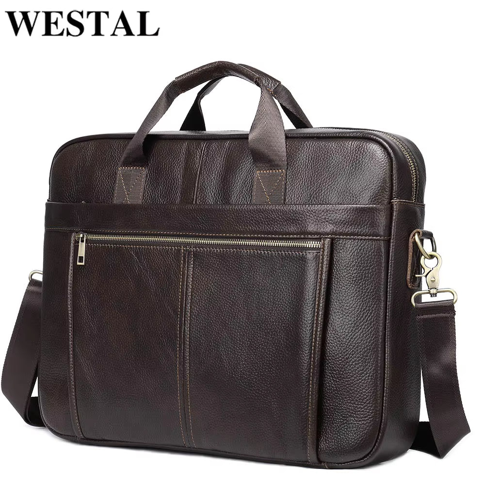 17Inch Laptop Bag Men Leather Bags 100% Men'S Briefcases Genuine Leather Messenger Bags for Document Computer Briefcases