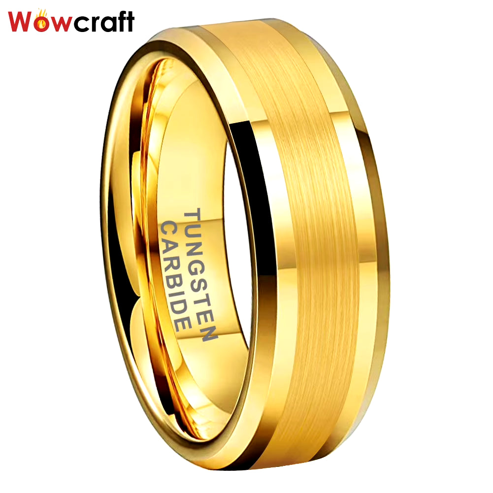 6/8Mm Couple Gold Fashion Jewlery Tungsten Wedding Band Dropshipping Brushed Factory Wholesale Engagment Trendy Ring Comfort Fit