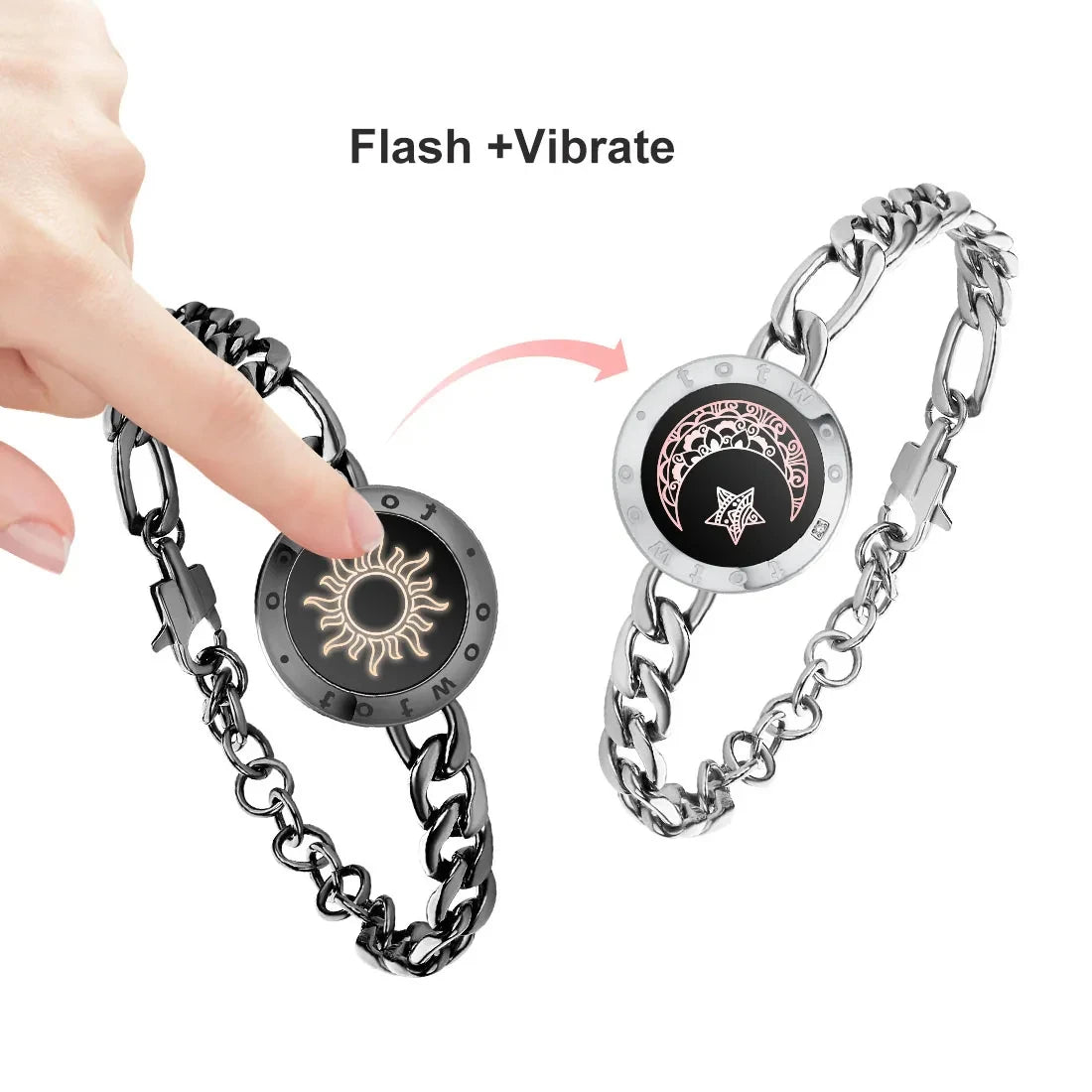 Totwoo Long Distance Touch Light Up&Vibrate Bracelets for Couples, Long Distance Relationship Gifts Smart Bluetooth Bracelet