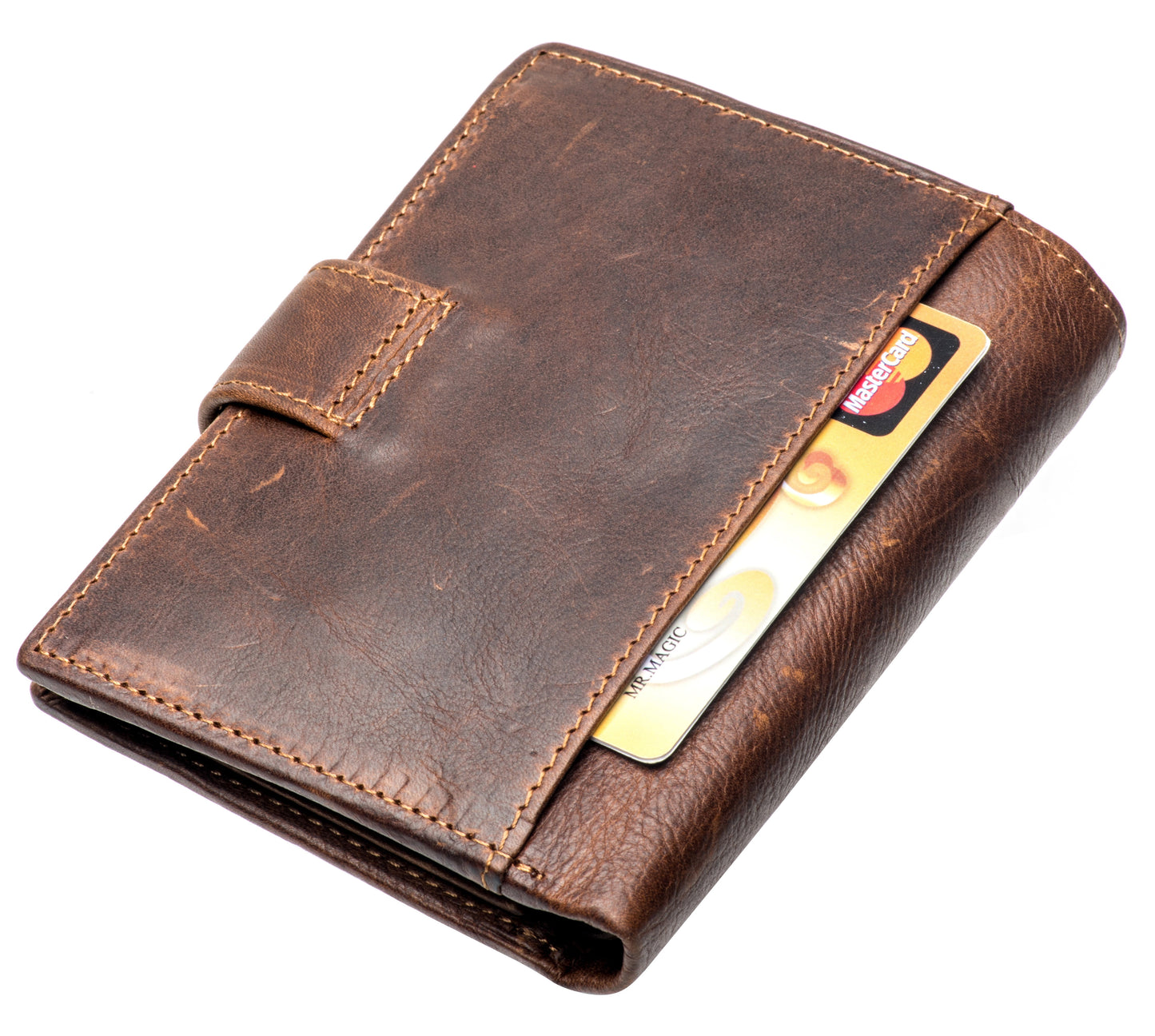 Mens RFID Leather Trifold Wallet Large Card Holder Purse