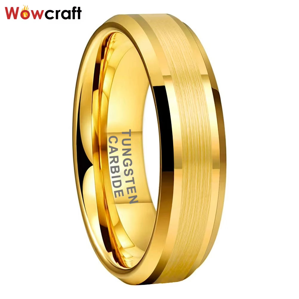 6/8Mm Couple Gold Fashion Jewlery Tungsten Wedding Band Dropshipping Brushed Factory Wholesale Engagment Trendy Ring Comfort Fit