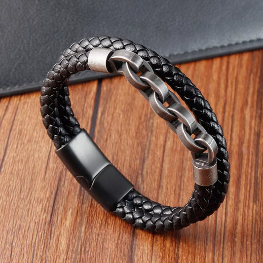 Premium Chain Stainless Steel Jewelry Vintage Leather Bracelets Men Gift Best Sellers 2024 Products