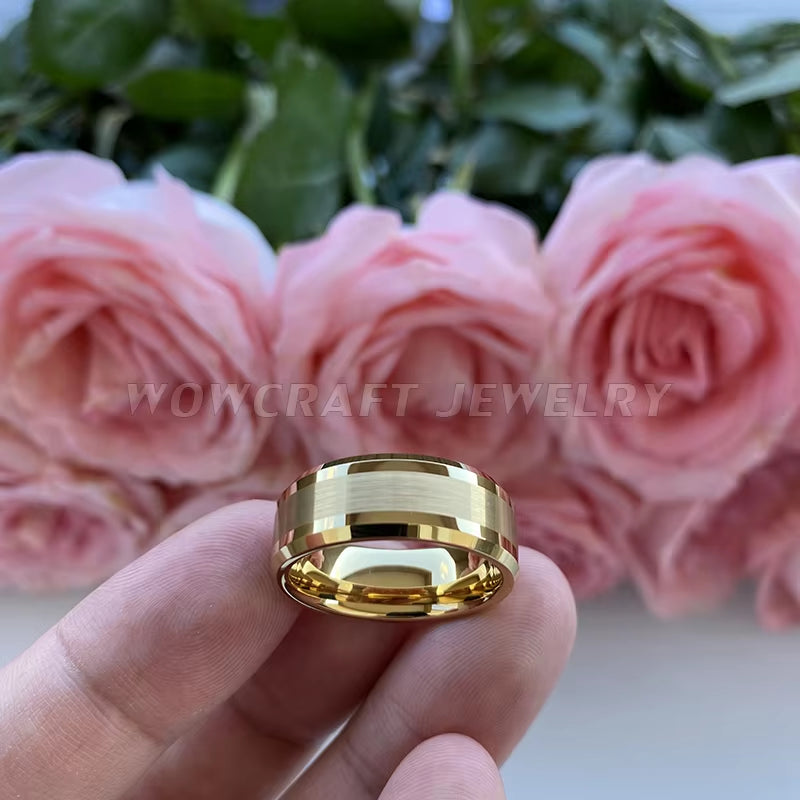 6/8Mm Couple Gold Fashion Jewlery Tungsten Wedding Band Dropshipping Brushed Factory Wholesale Engagment Trendy Ring Comfort Fit