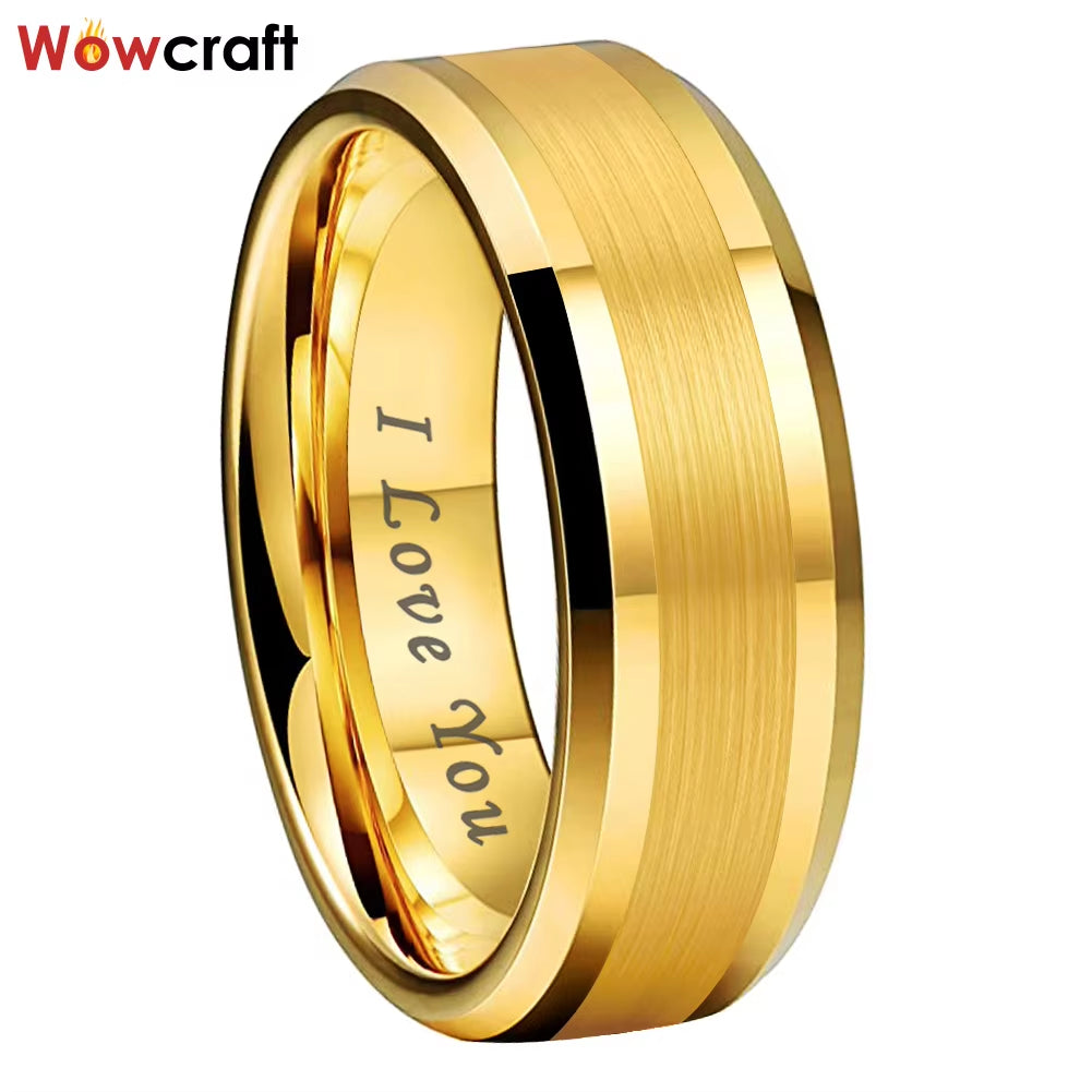 6/8Mm Couple Gold Fashion Jewlery Tungsten Wedding Band Dropshipping Brushed Factory Wholesale Engagment Trendy Ring Comfort Fit