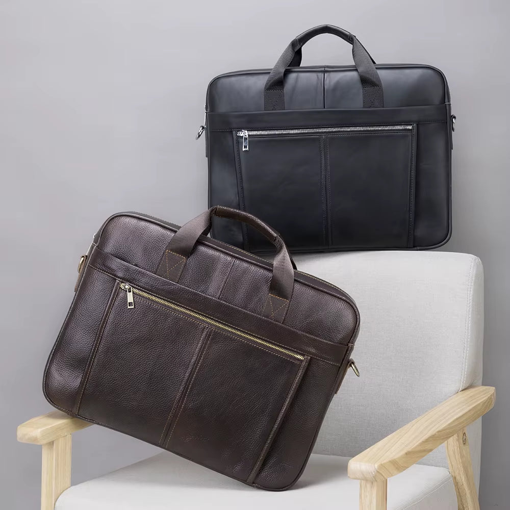 17Inch Laptop Bag Men Leather Bags 100% Men'S Briefcases Genuine Leather Messenger Bags for Document Computer Briefcases