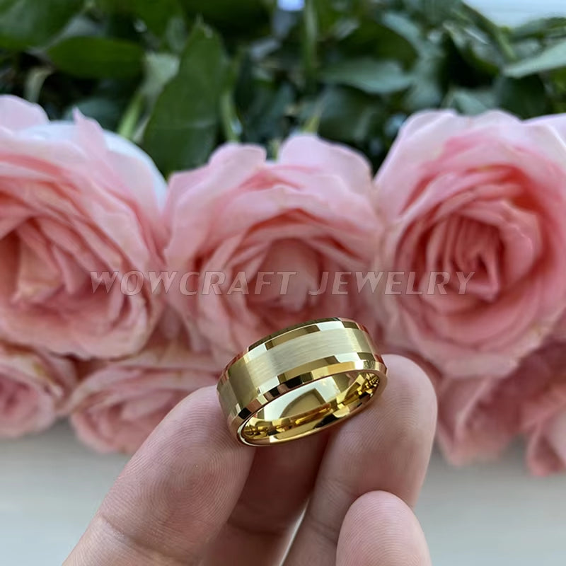 6/8Mm Couple Gold Fashion Jewlery Tungsten Wedding Band Dropshipping Brushed Factory Wholesale Engagment Trendy Ring Comfort Fit